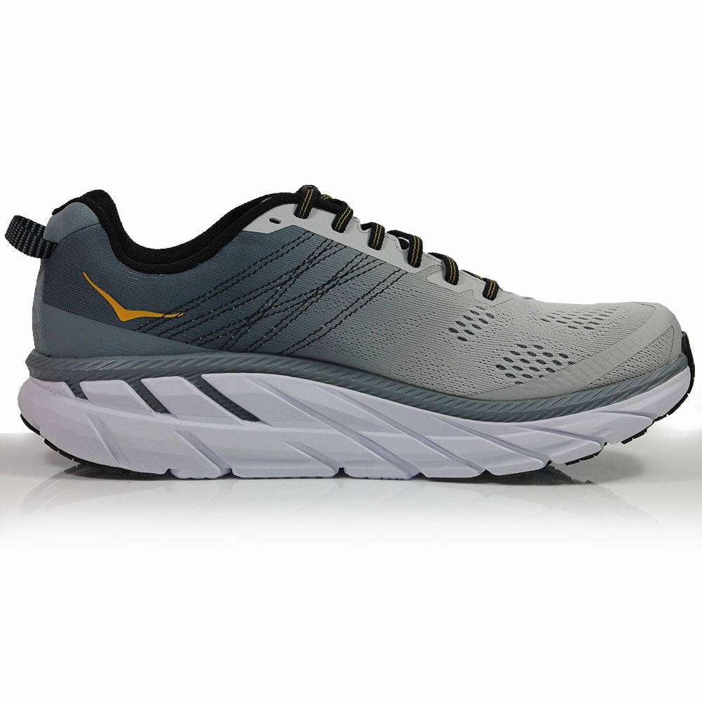 Clifton Edge Hoka One One Clifton 6 Men's Running Shoe 2E Wide Fit - Lead/Lunar Rock