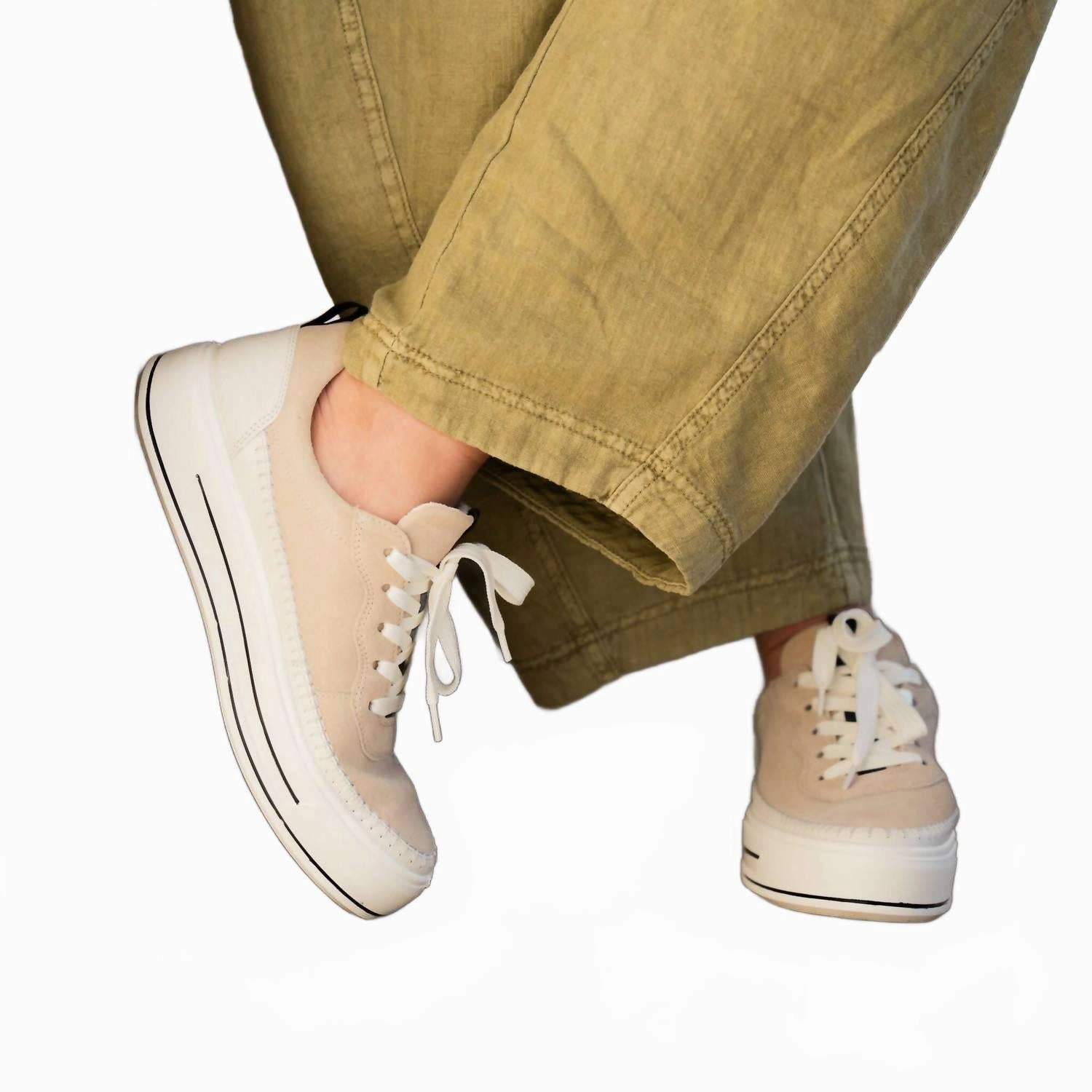 Sneakers Christian Louboutin Women's Corsica Platform Sneakers In Cream/shell