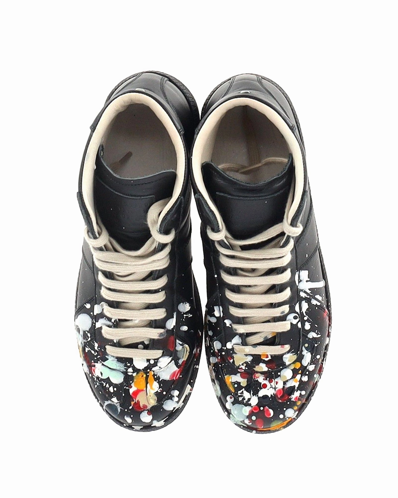 Maison Margiela Replica High Top Sneakers in Black Leather Dunks Sneakers