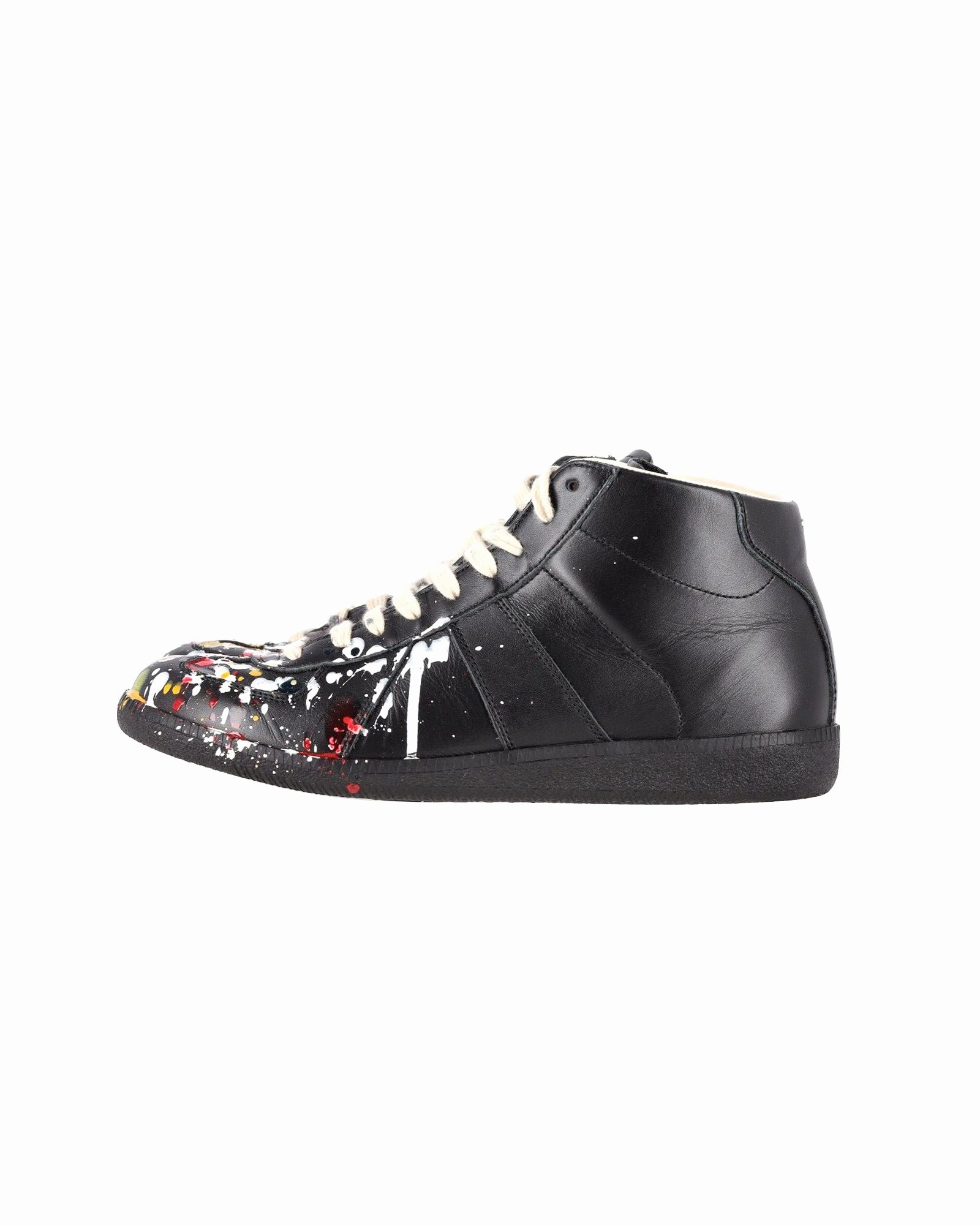Maison Margiela Replica High Top Sneakers in Black Leather Balance Tennis Sneakers