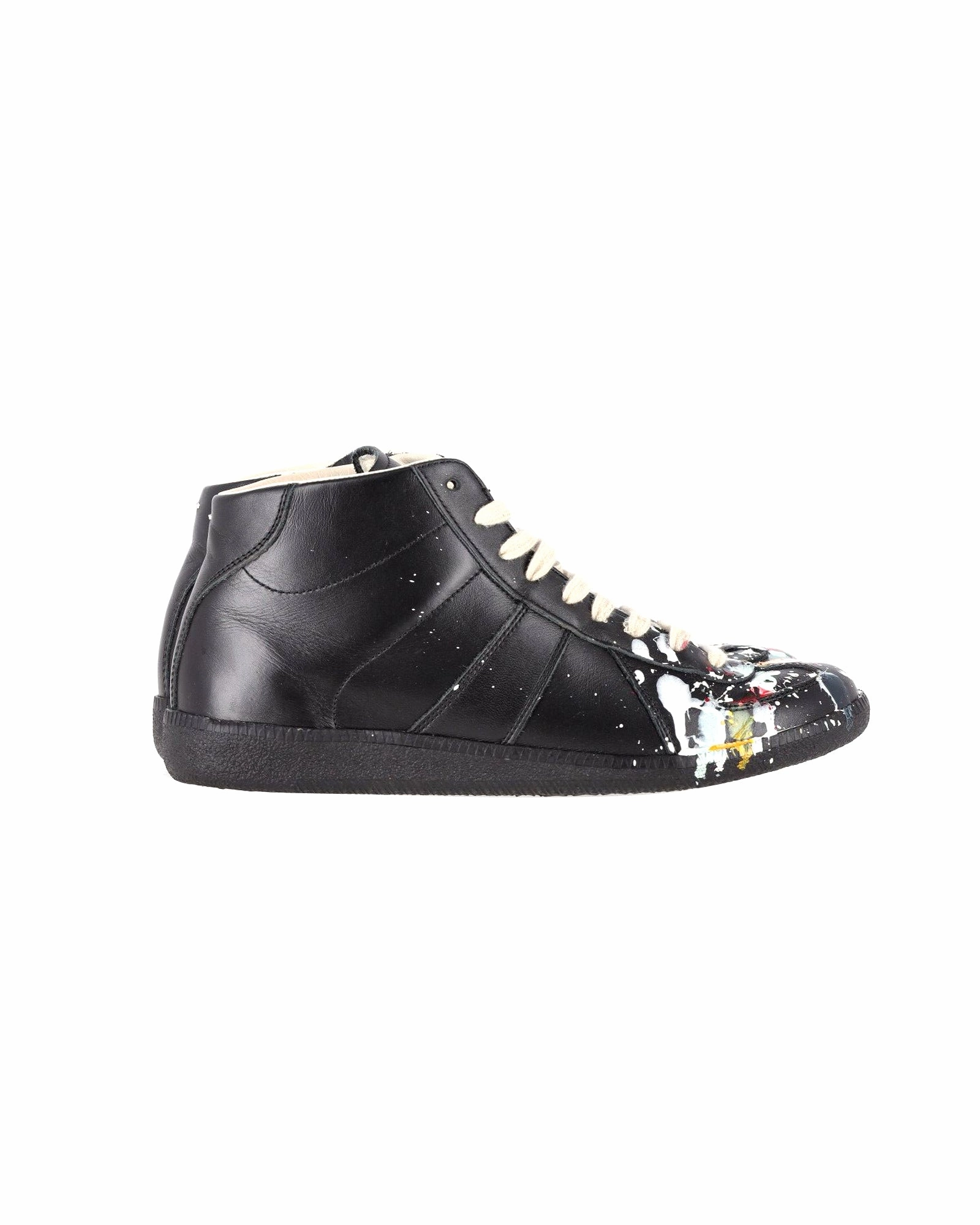 Maison Margiela Replica High Top Sneakers in Black Leather Force 1 Sneakers