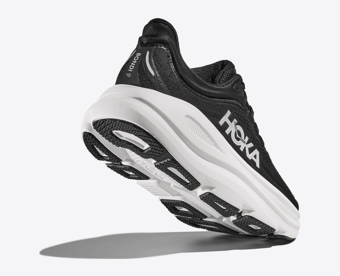 Men's - HOKA Bondi 9 - Black/White Shoes For Underpronators