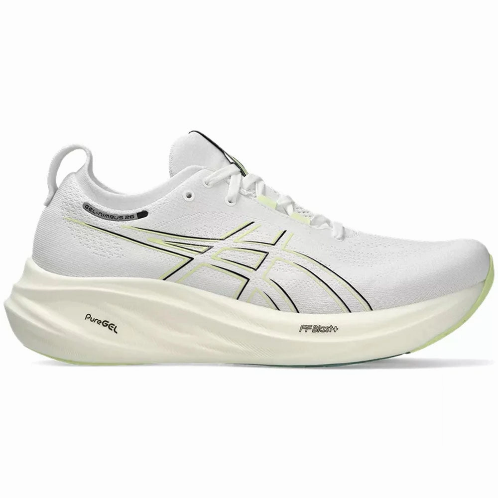 Men's Asics Gel-Nimbus 26, White/Birch, 8 2E Wide Asics Wrestling Shoes 1083a001