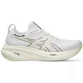 Asics Cushioned Shoes Men's Asics Gel-Nimbus 26, White/Birch, 8 2E Wide