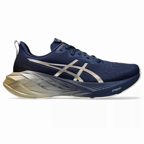 Men's Asics Novablast 4 Platinum, Blue Expanse/Champagne, 9 D Medium Asics Kinsei Running Shoes
