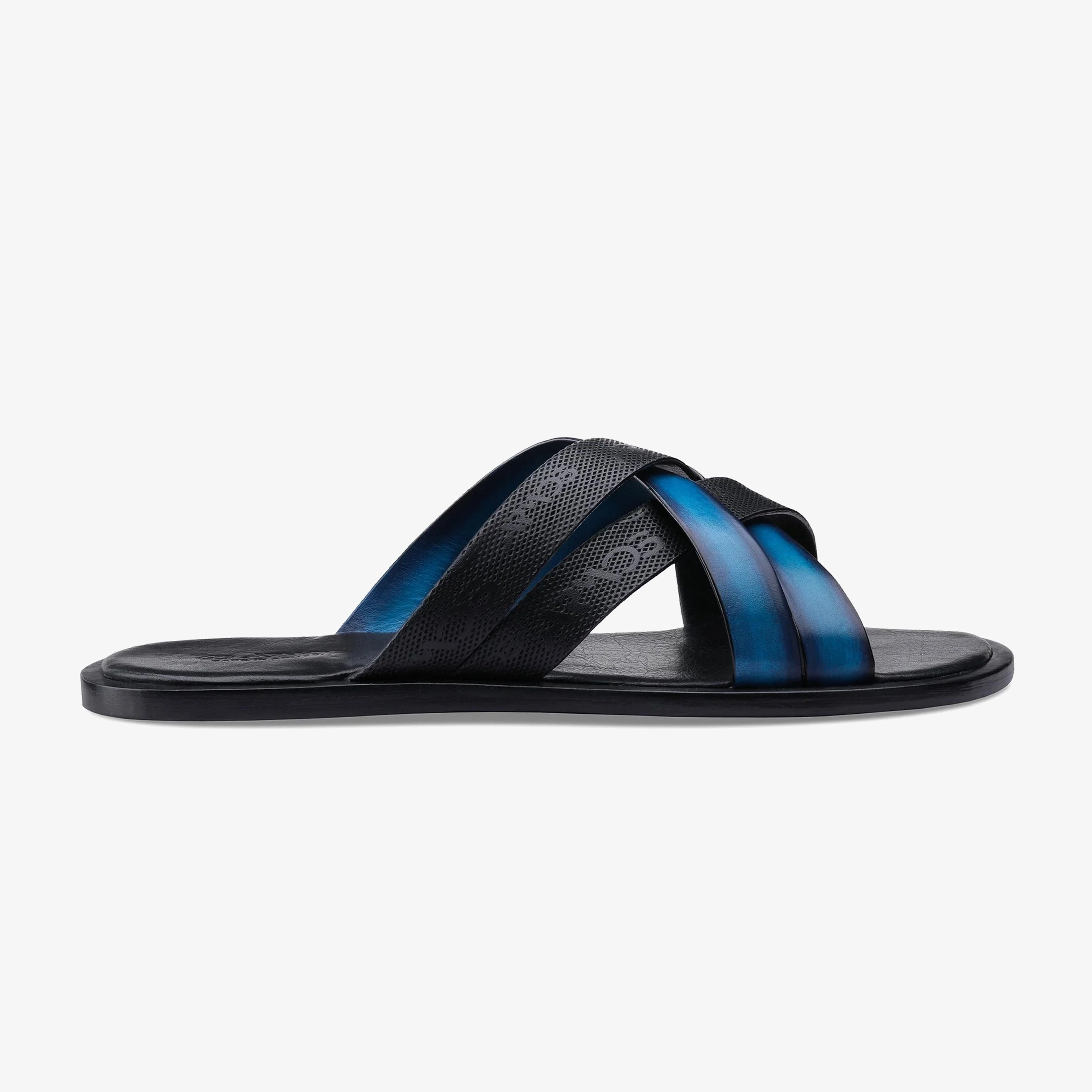 Edit Sandals Men's Black And Blue Cross-strap Sandal