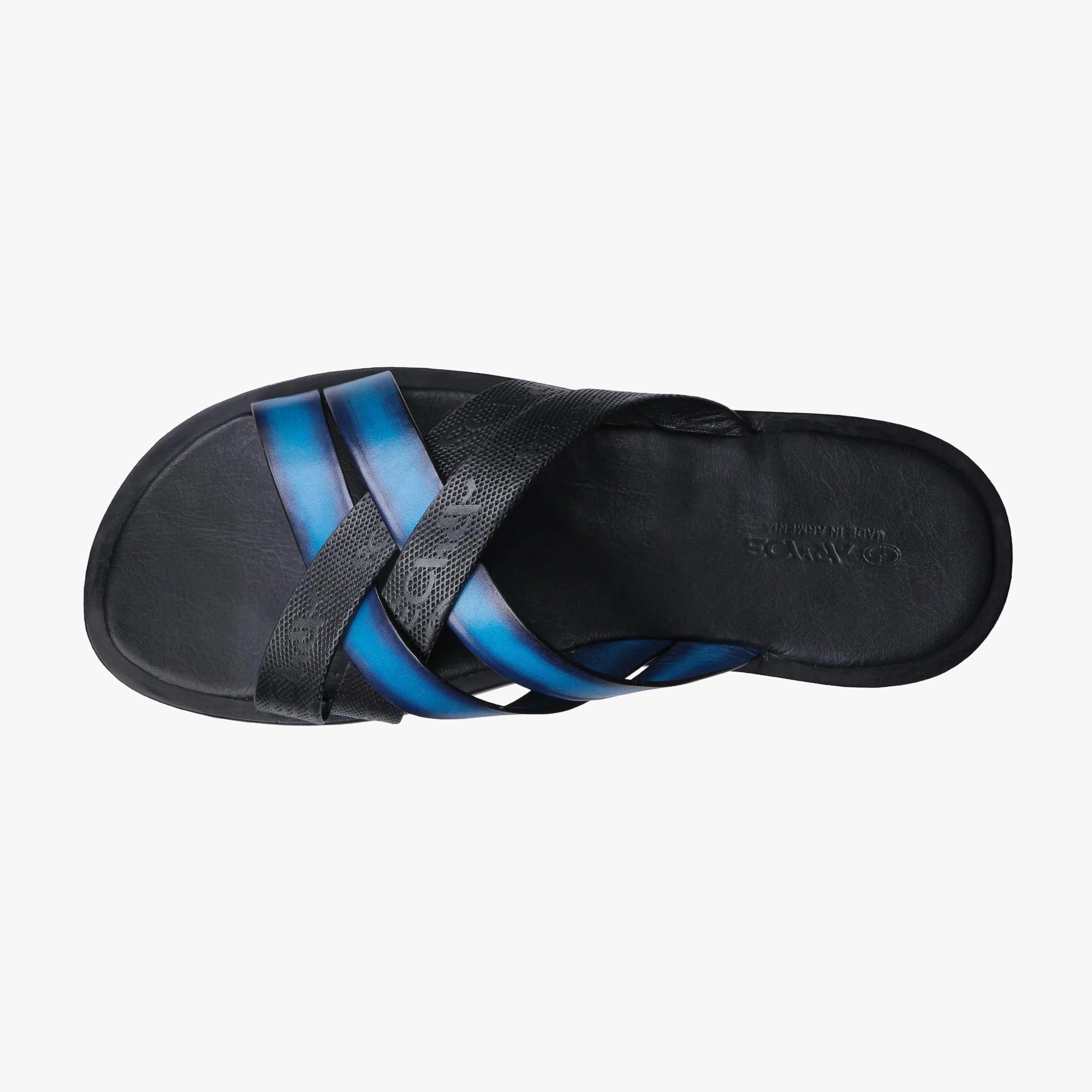Slip In Sandals Men's Black And Blue Cross-strap Sandal