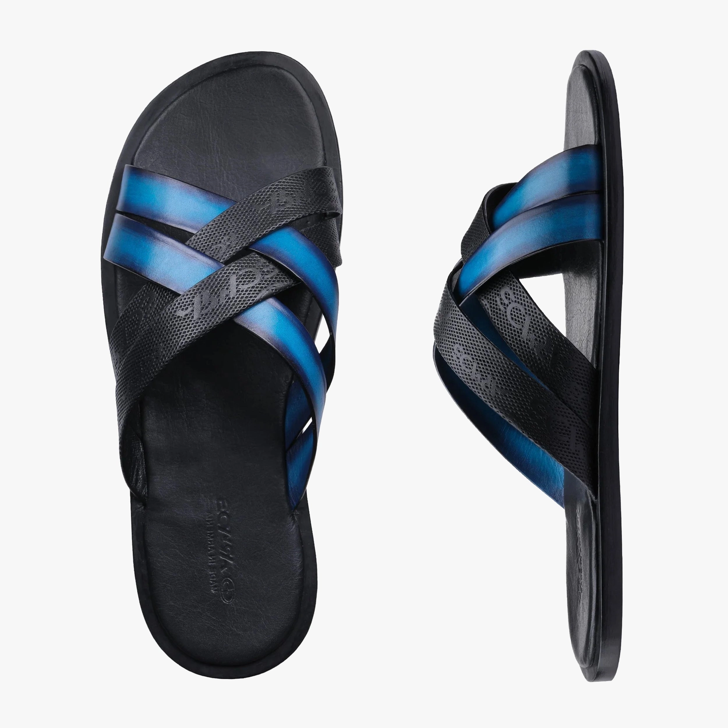 Sandals Vacation Specials Men's Black And Blue Cross-strap Sandal