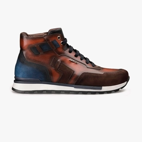 Barefoot Steel Toe Boots Men's Brown & Blue High-Top Sneaker