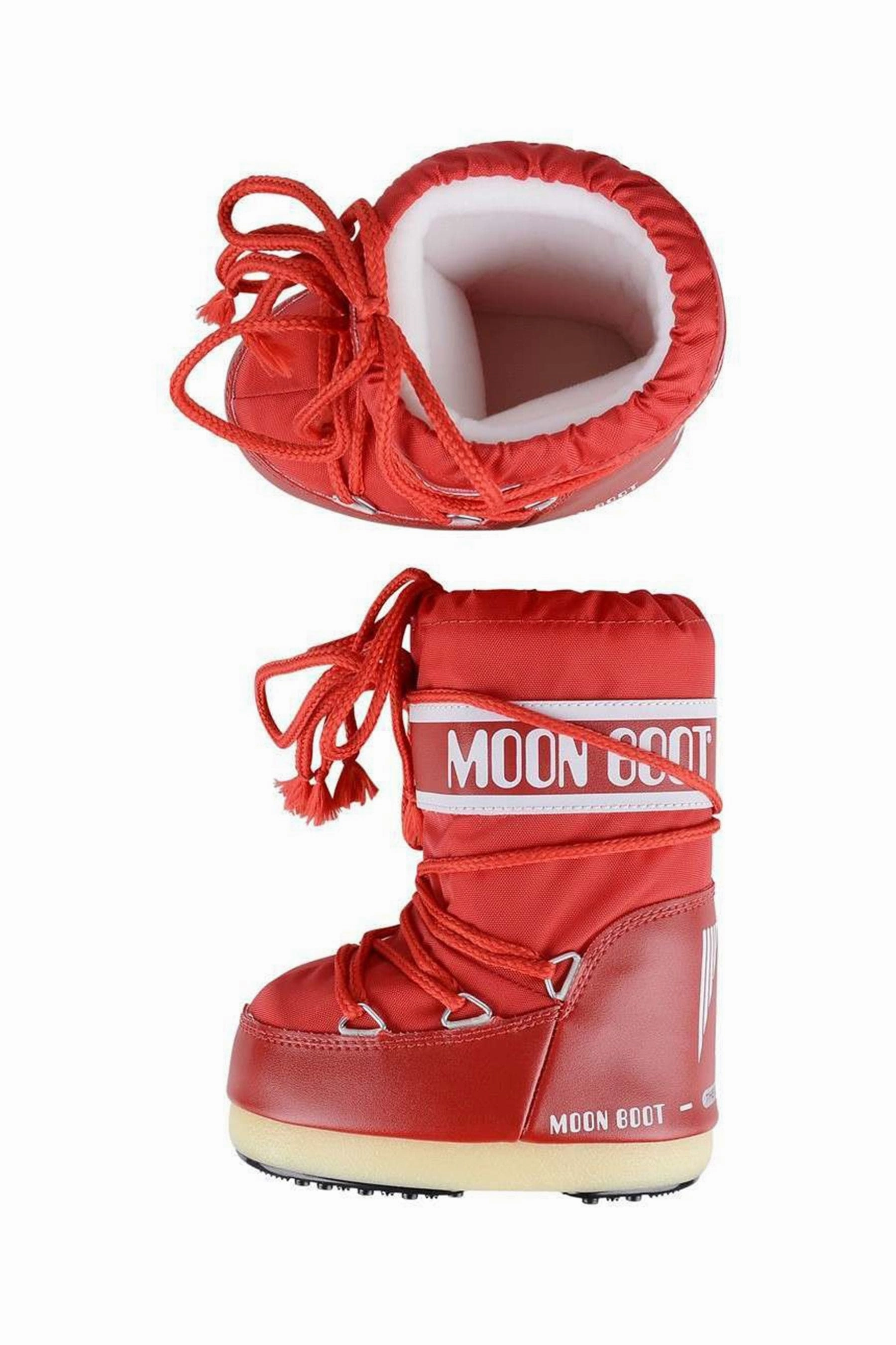 Black Fold Over Boots Moon Boot Kids Icon Nylon Snow Boots in Red
