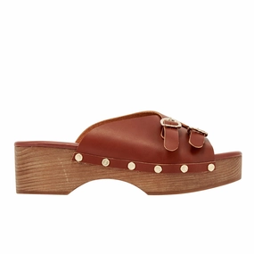 Leather Slip On Sandals Natali Sabot Cotto