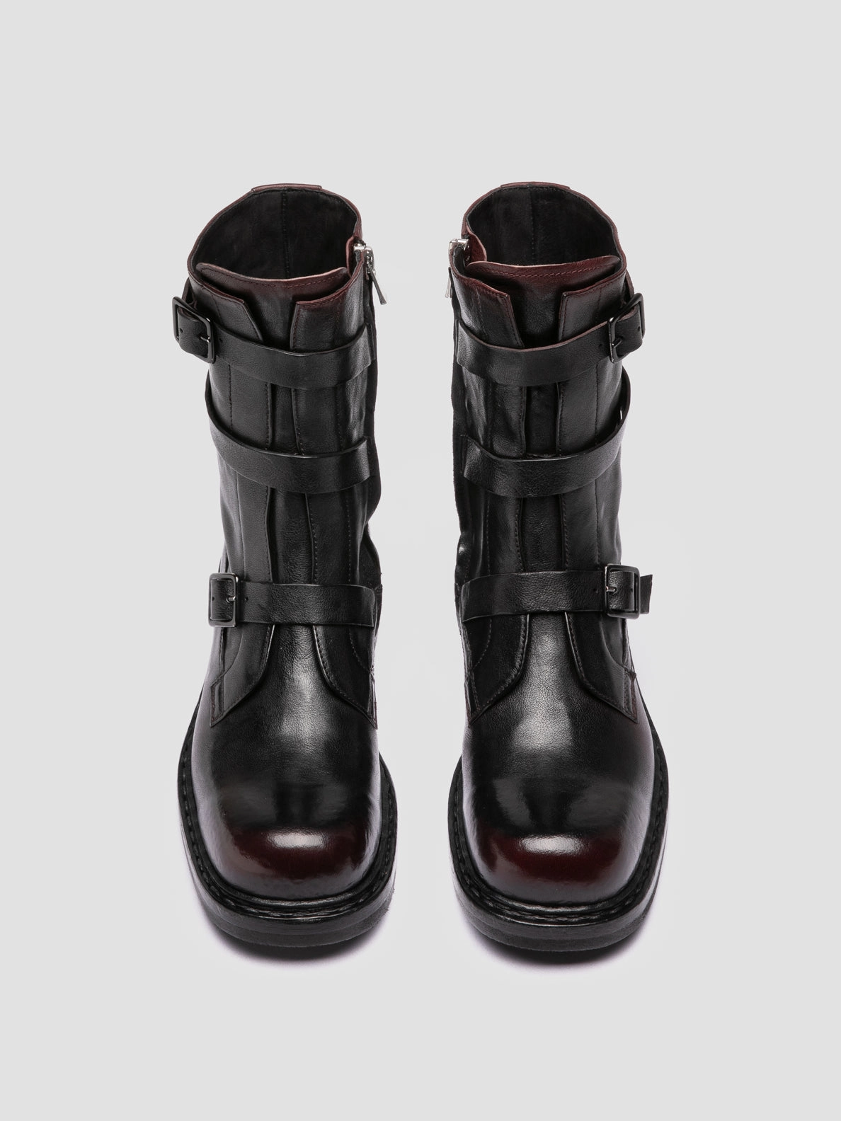 DAKOTA 004 - Dark Burgundy Leather Zipped Boots Boots For Boxing