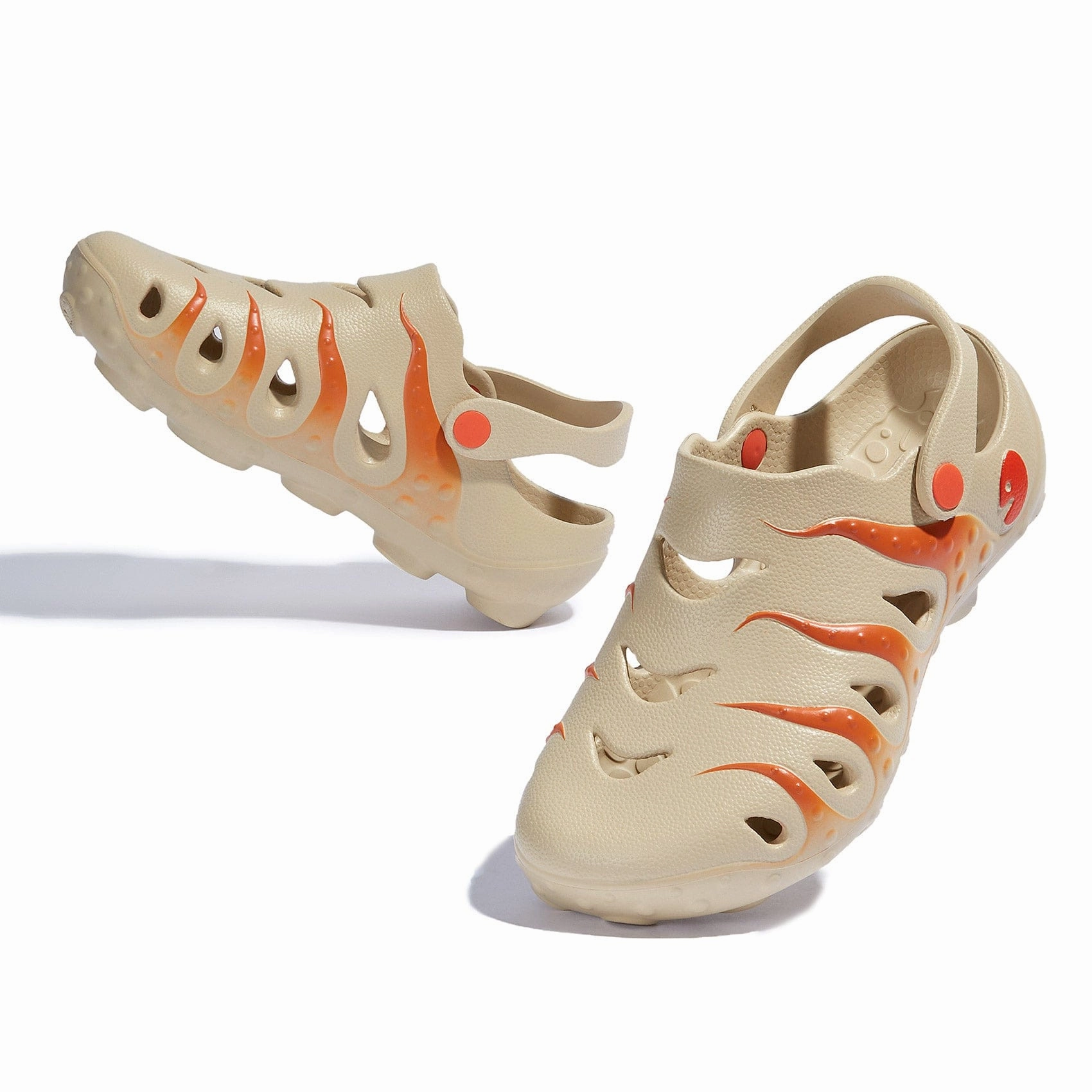 Orange Brown Octopus I Women Leather Fisherman Sandals