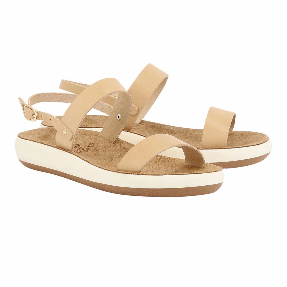 Peep Toe Mid Heel Sandals Clio Comfort Natural