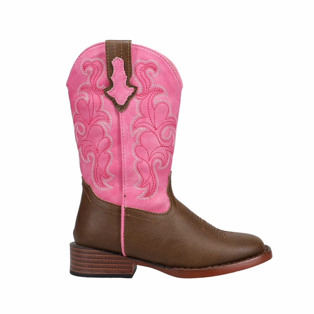 Blaze Pink Shaft Square Toe Cowboy Boots (Youth) Gold Cowboy Boots