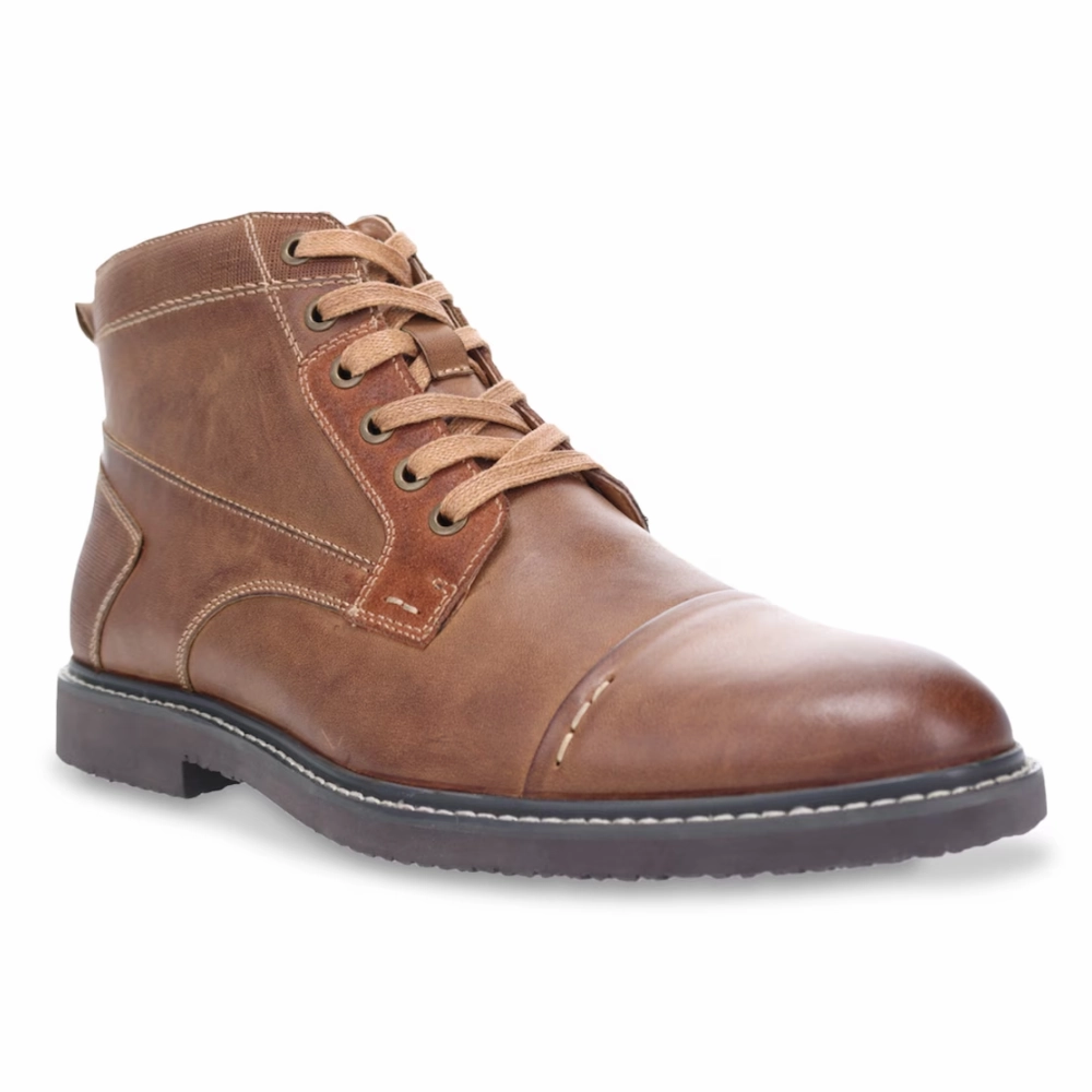 Propet Ford Brown Leather Boot (Men's) Heels On Boots