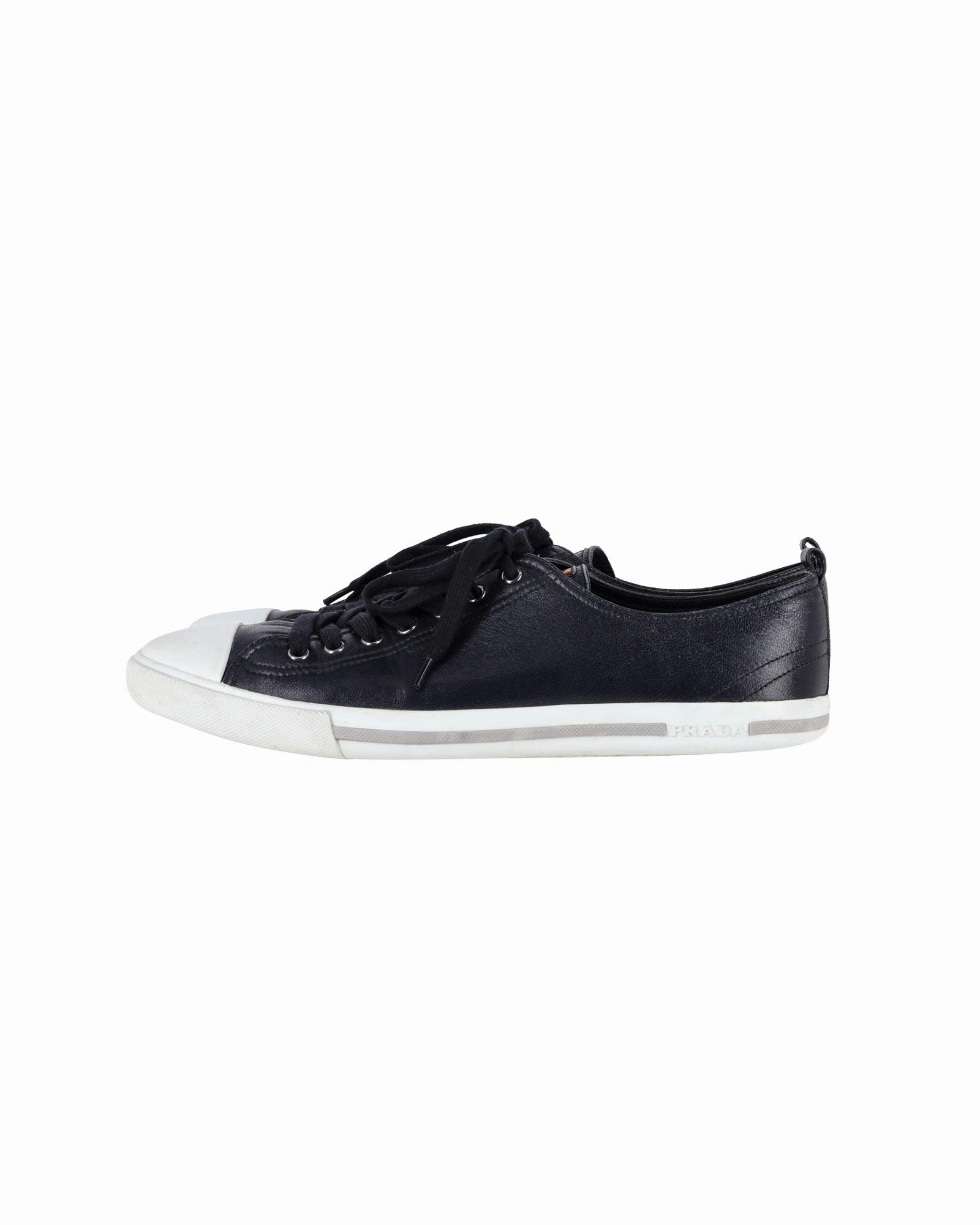 Sneakers With Big Toe Box Prada Lace Up Sneakers in Navy Blue Leather