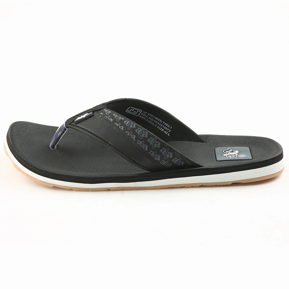 Slide A-HA Casual Black Flip Flops For Men ANCO-03 By Liberty