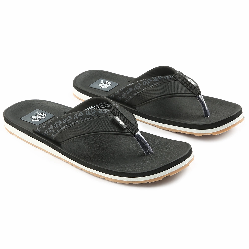 Friends Slippers A-HA Casual Black Flip Flops For Men ANCO-03 By Liberty
