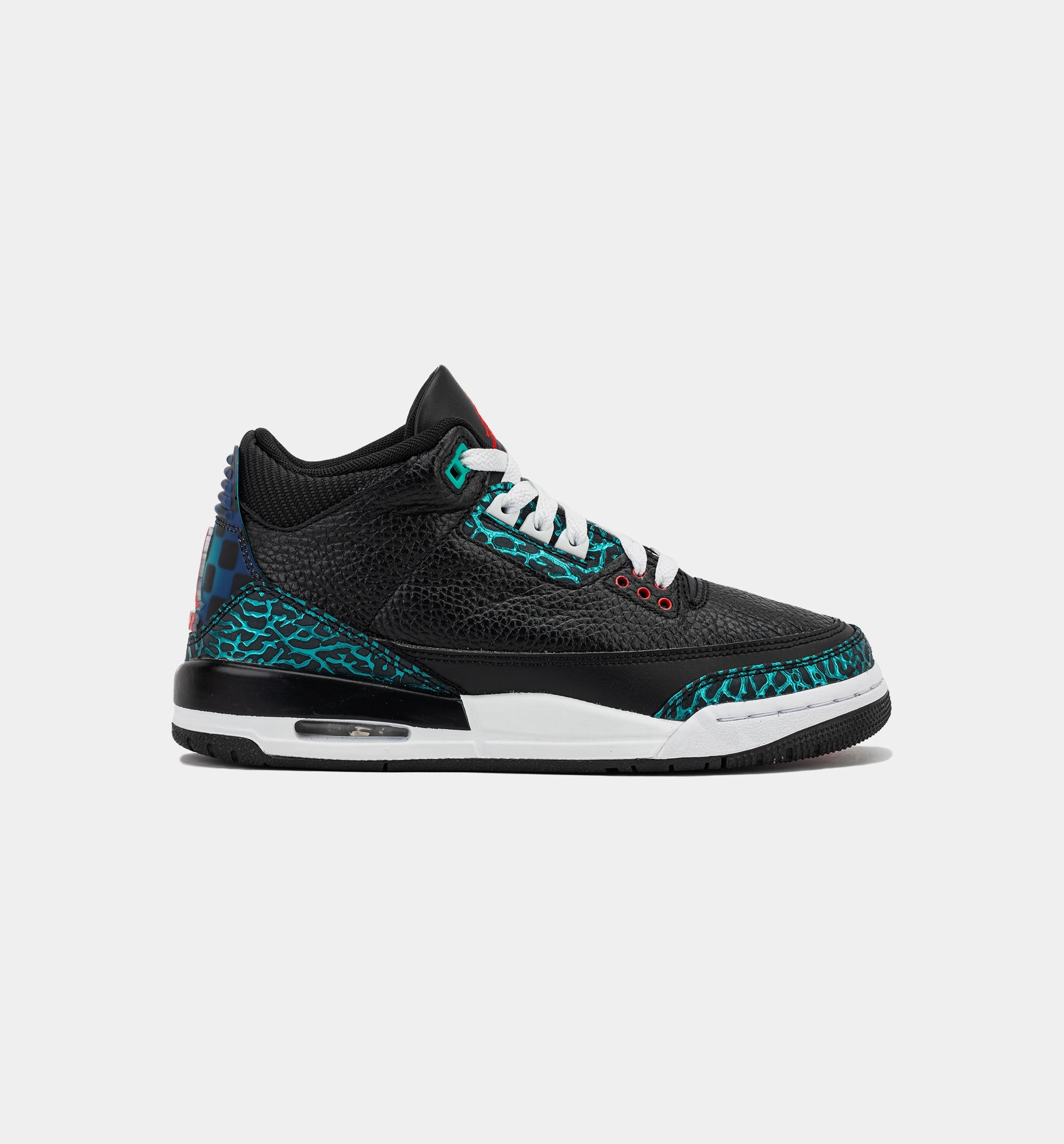 Range Exp Low-top Sneakers Air Jordan 3 Retro Black and Hyper Jade Grade School Lifestyle Shoe - Black/Siren Red/Hyper Jade/White