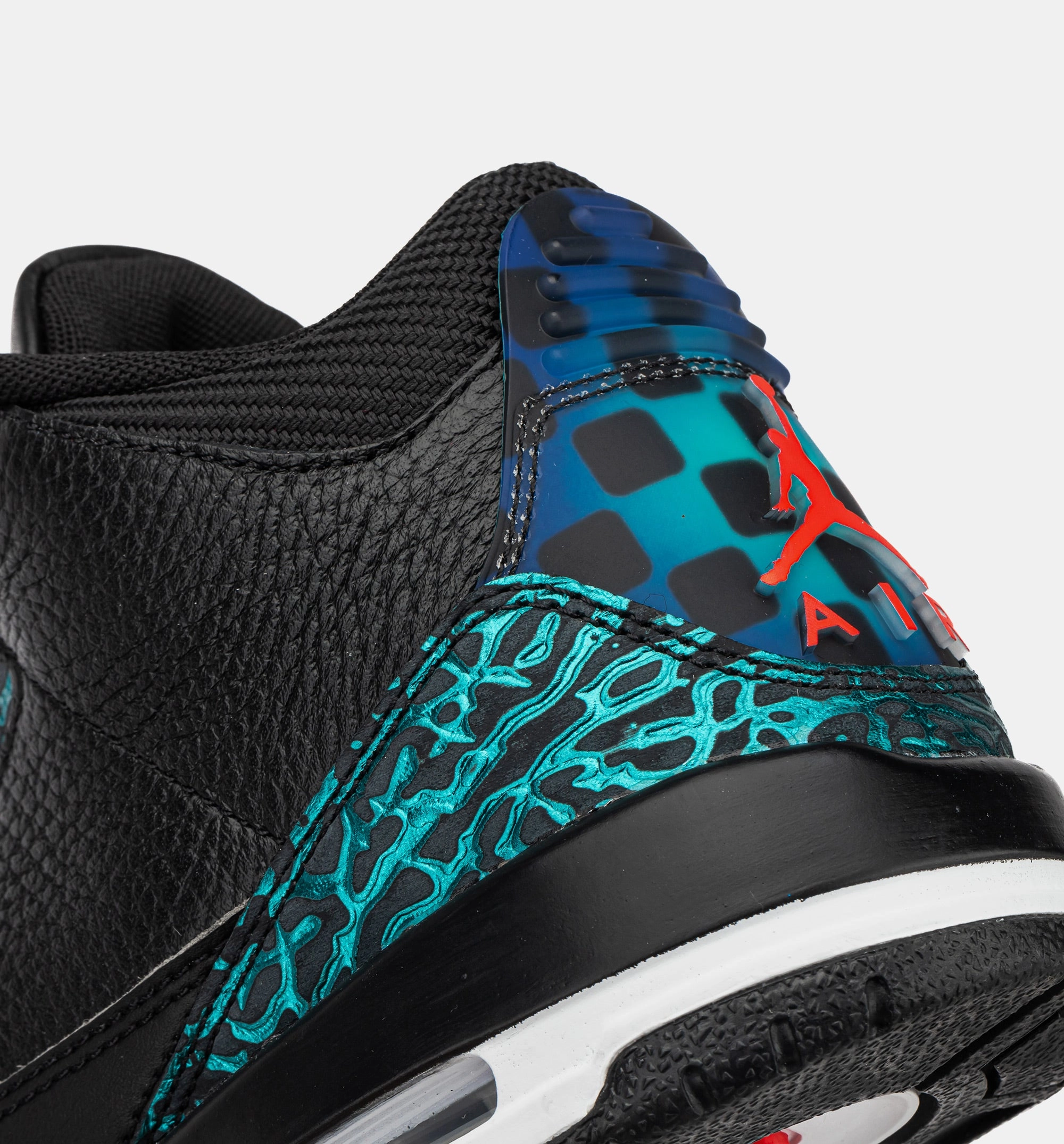 Air Jordan 3 Retro Black and Hyper Jade Grade School Lifestyle Shoe - Black/Siren Red/Hyper Jade/White Sneakers Groton