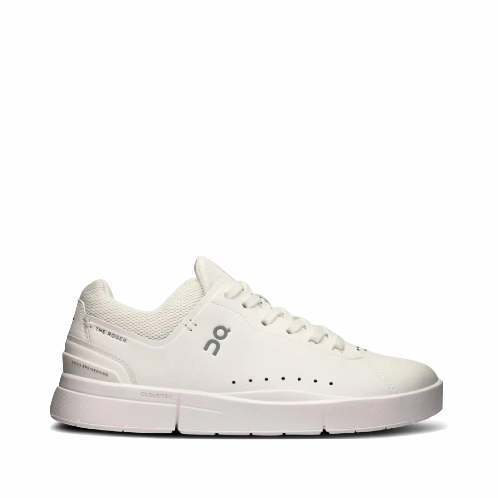 On Women's THE ROGER Advantage Sneaker in All White Vega Sneakers