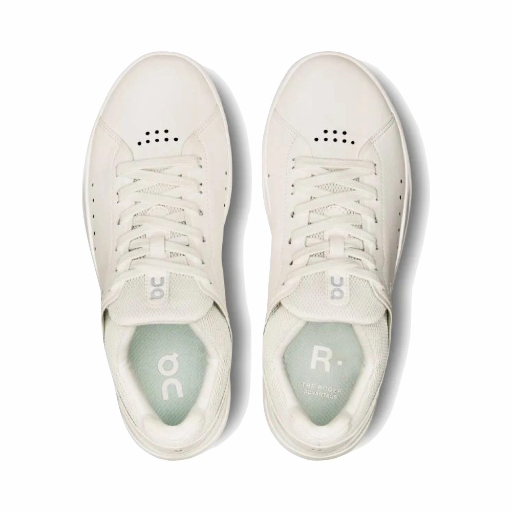On Women's THE ROGER Advantage Sneaker in All White No Lace Sneakers