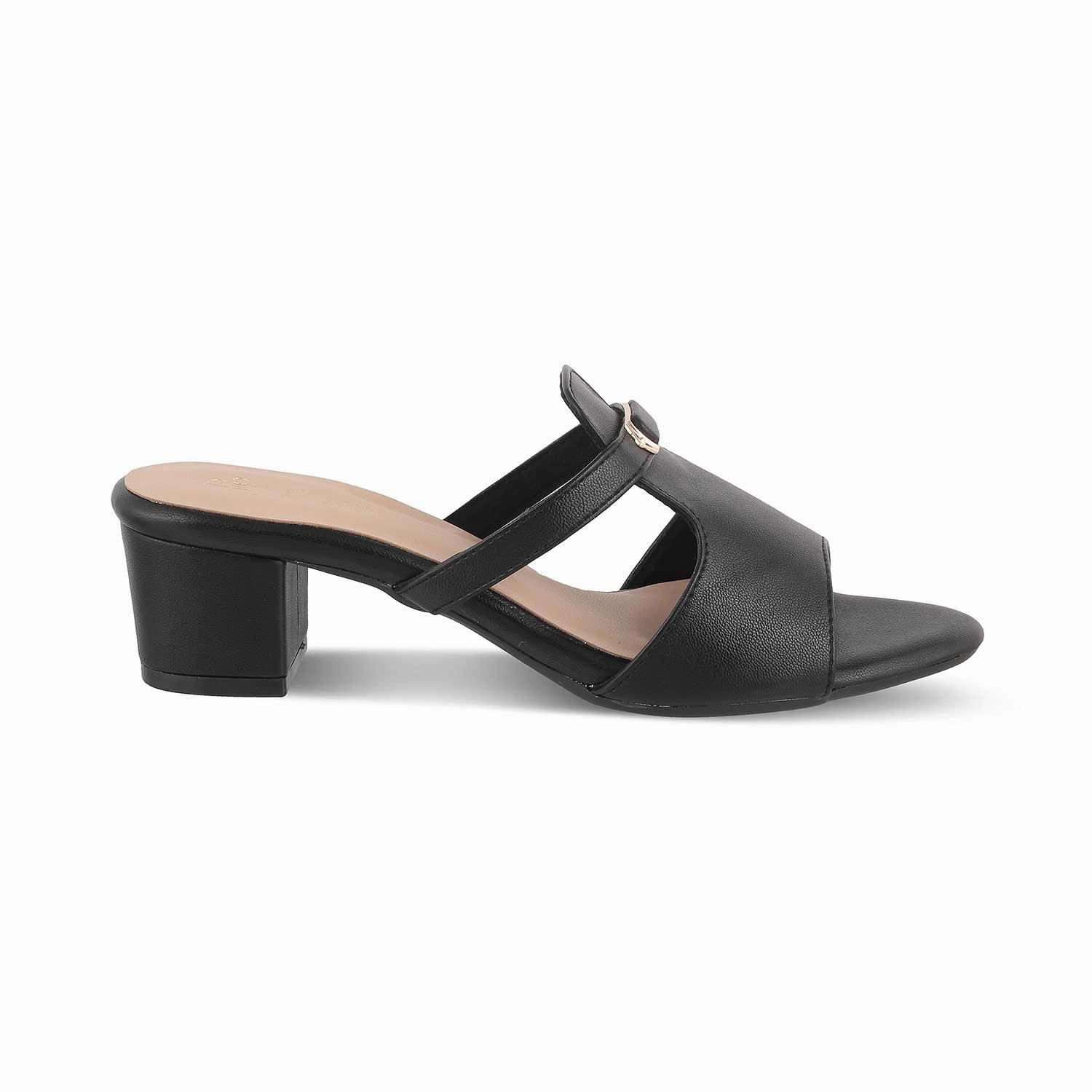 The Miso Black Women's Dress Block Heel Sandals Tresmode Comfortable Leather Sandals