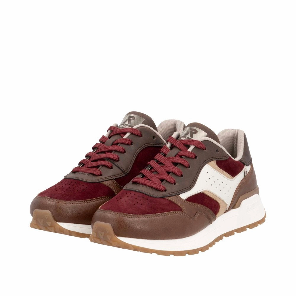 W0607-35 Lace Up Brown/Burgundy Multi On Cloud Sneakers
