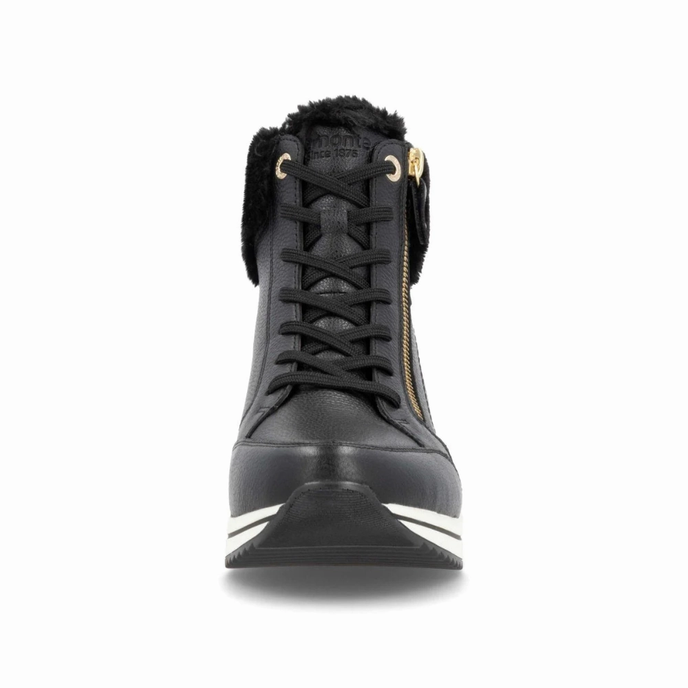 Leather Boots With Zipper Remonte D0T77 Eleni Black Boot (Women's)