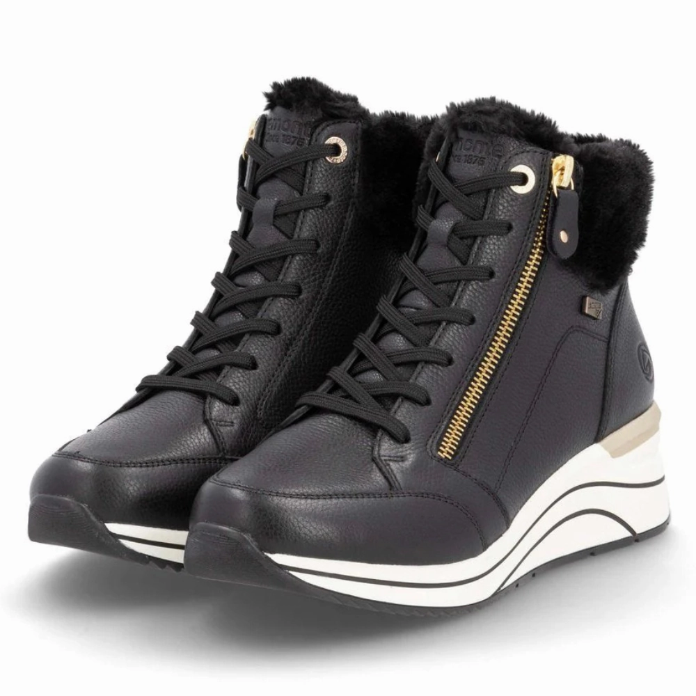 Liner Boots Remonte D0T77 Eleni Black Boot (Women's)