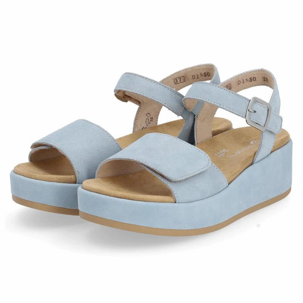 Sandals All Inclusive Bahamas Remonte D1N50 Jocelyn Steel Blue Suede Sandal (Women's)