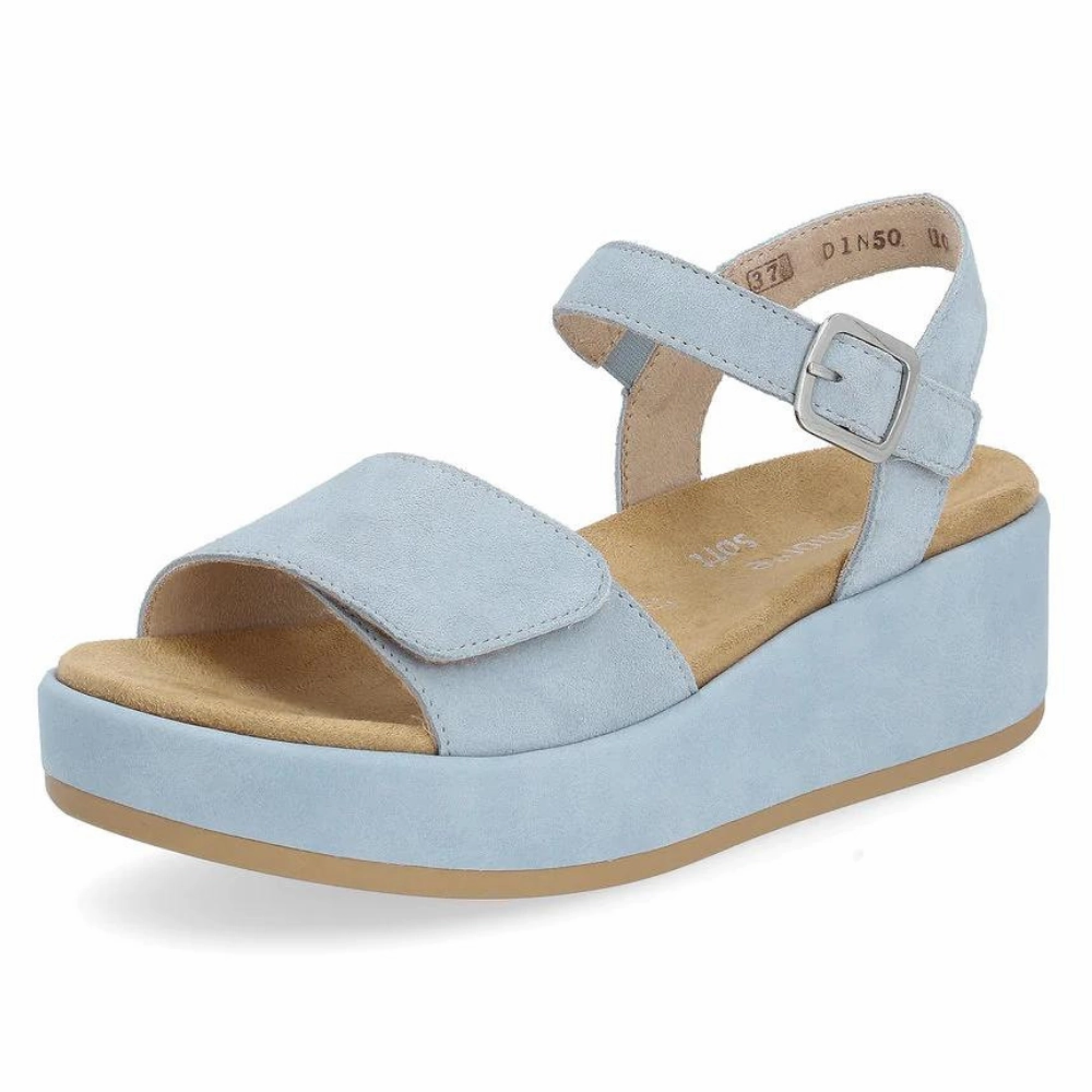 Remonte D1N50 Jocelyn Steel Blue Suede Sandal (Women's) Pretty Sandals