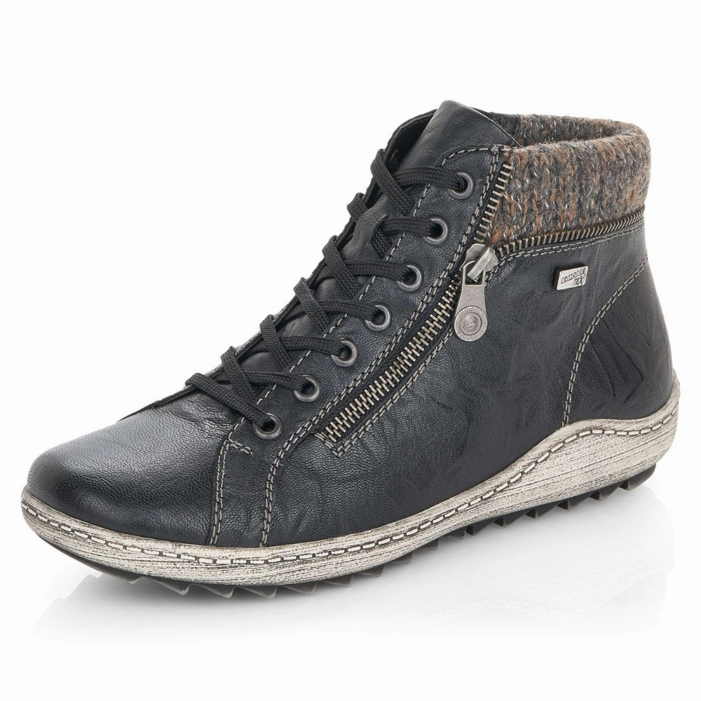 Remonte Liv 73 Black/Graphit Leather Boot (Women's) Childrens Sparkly Boots