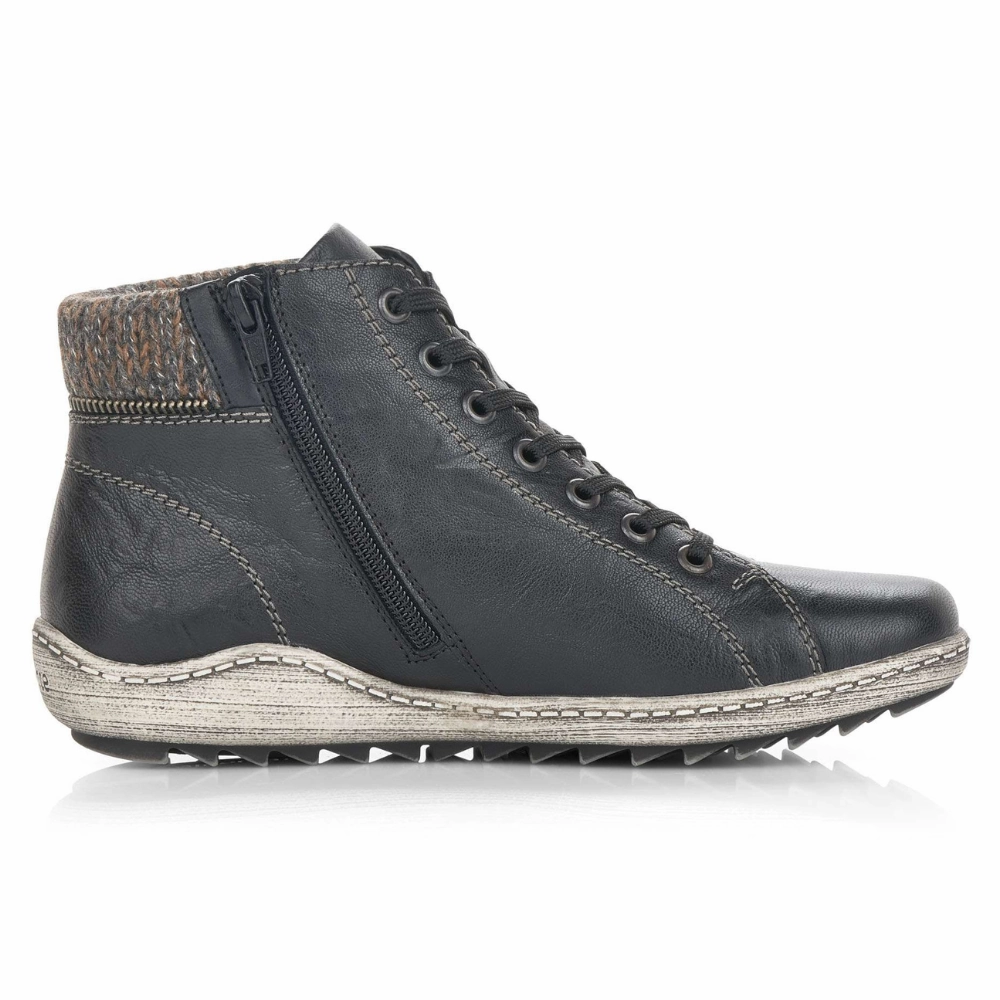Hiking Boots Leather Remonte Liv 73 Black/Graphit Leather Boot (Women's)
