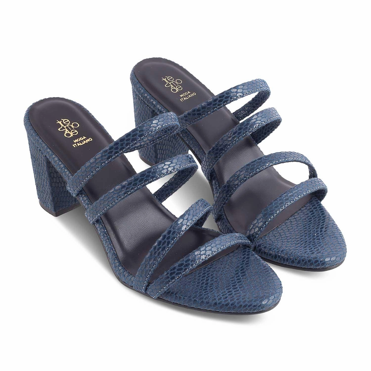 The Imulate Blue Women's Dress Block Heel Sandals Tresmode Jamaica Royal Plantation