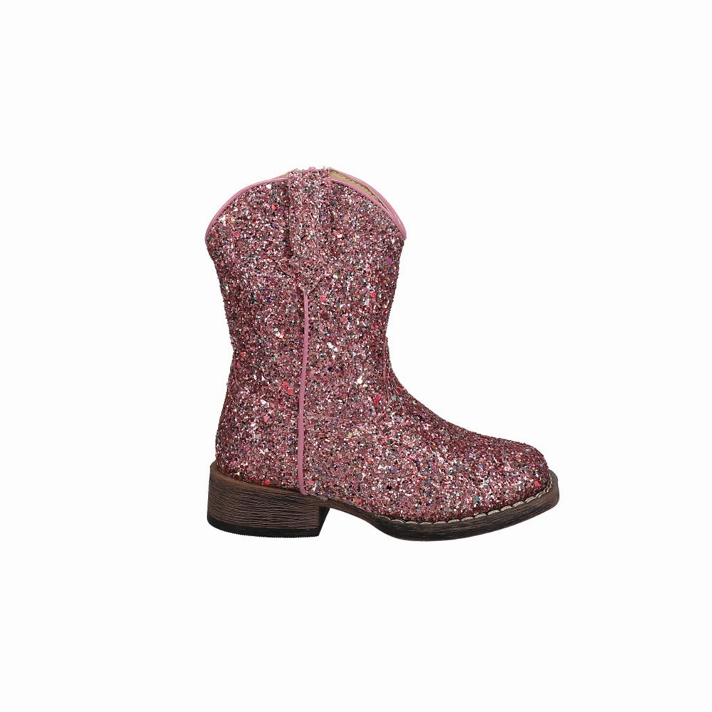 Low Heel Dress Boots Glitter Galore Square Toe Cowboy Boots (Toddler)