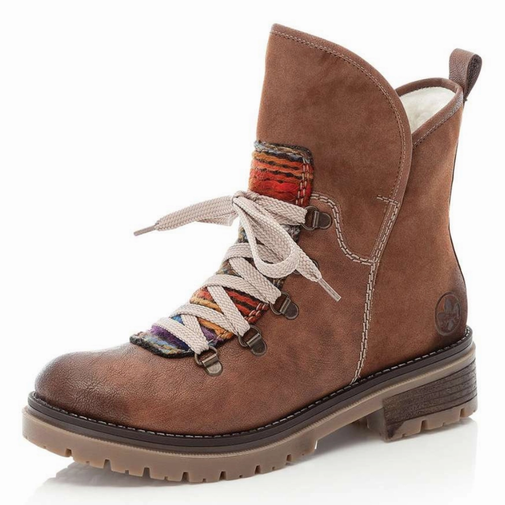 Size 12 Boots Rieker Peggy 33 Nuss-Antik/Orange Multi Boot (Women's)