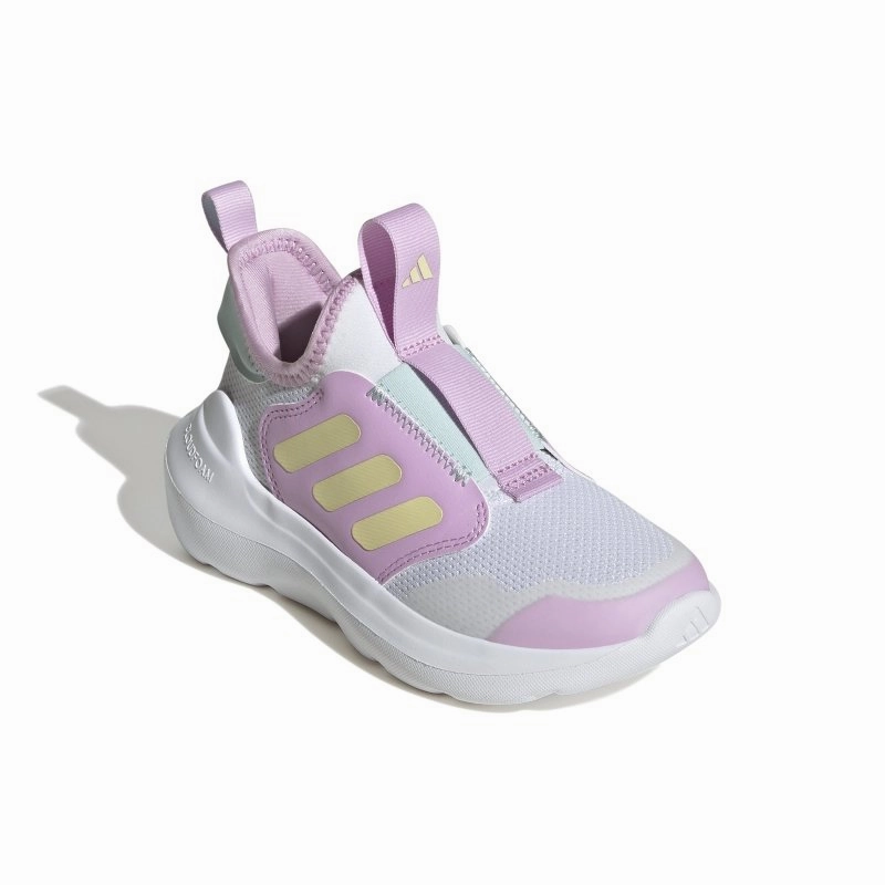 adidas Kids Tensaur Comfort AC - Cloud White/Powder Yellow/Bliss Lilac Slip On Canvas Sneakers