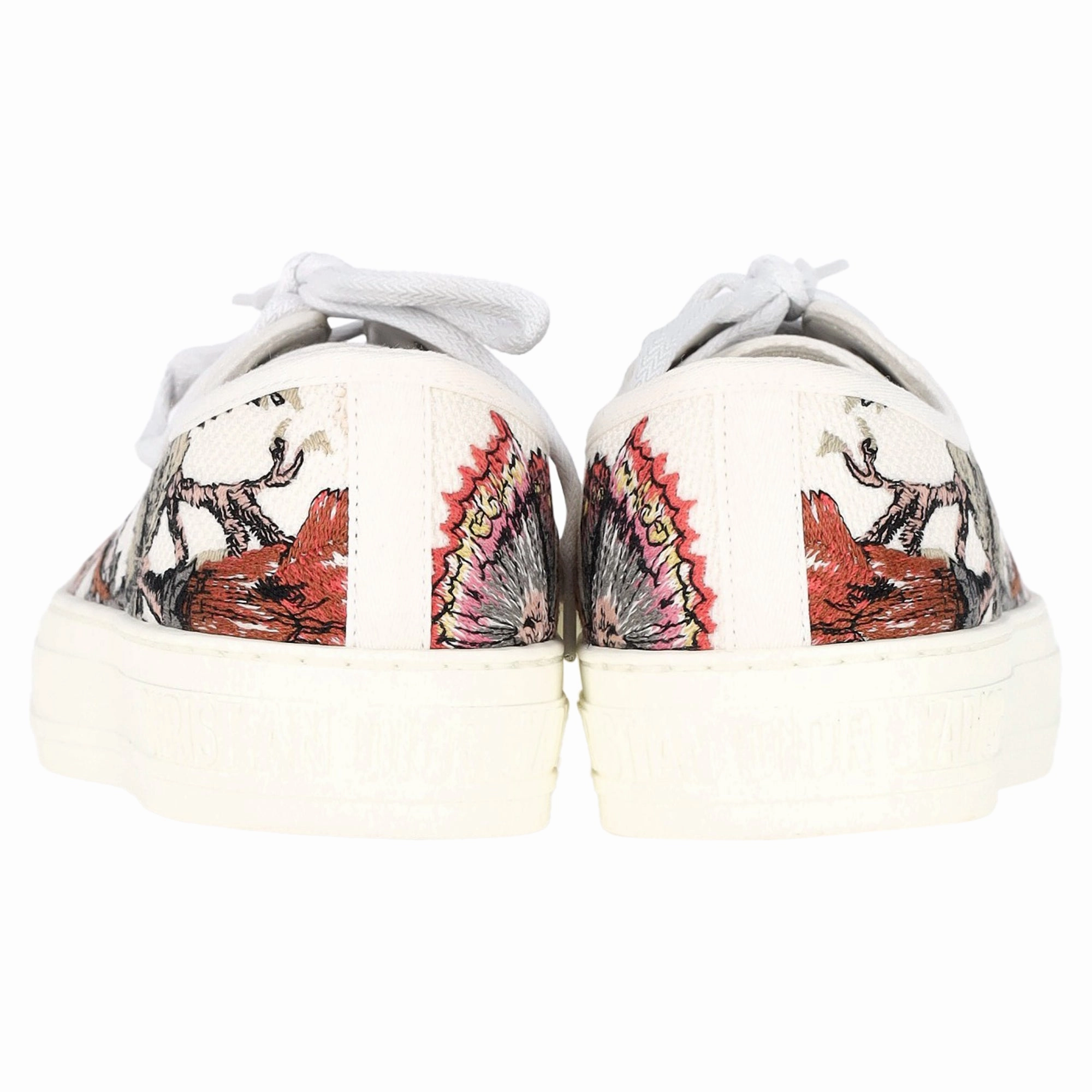 Dior Walk N Dior Floral Low Sneakers in White Cotton Skateboard Sneakers