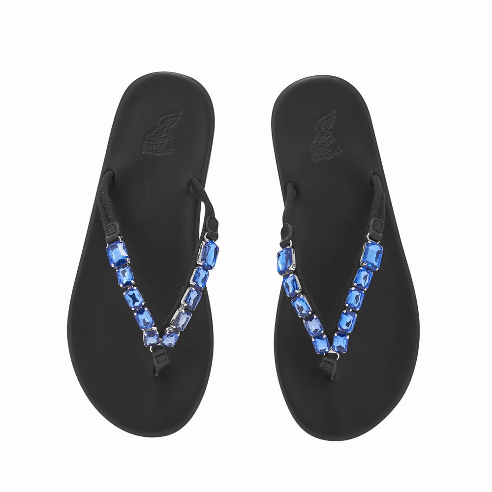 Ankle Wrap Sandals Flat Saionara Crystals Blue