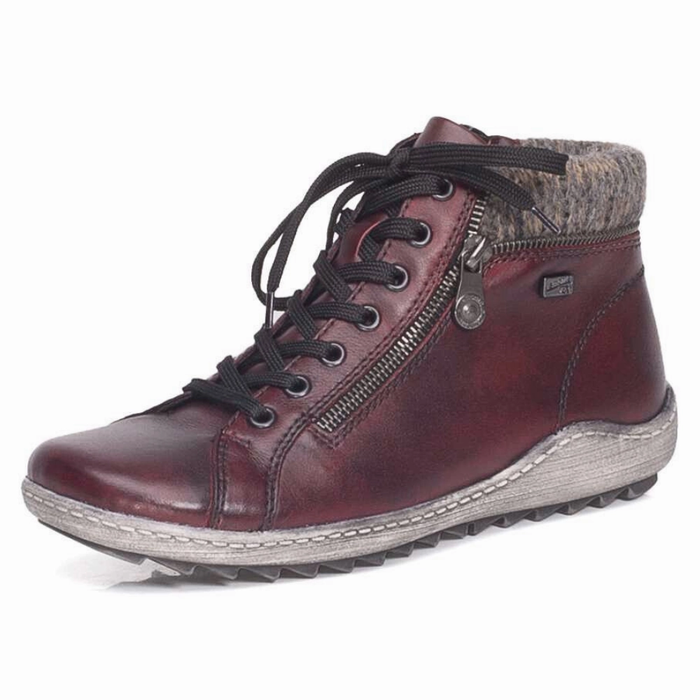 Small Calf Boots Remonte Liv 73 Burgundy Leather Boot (Women's)