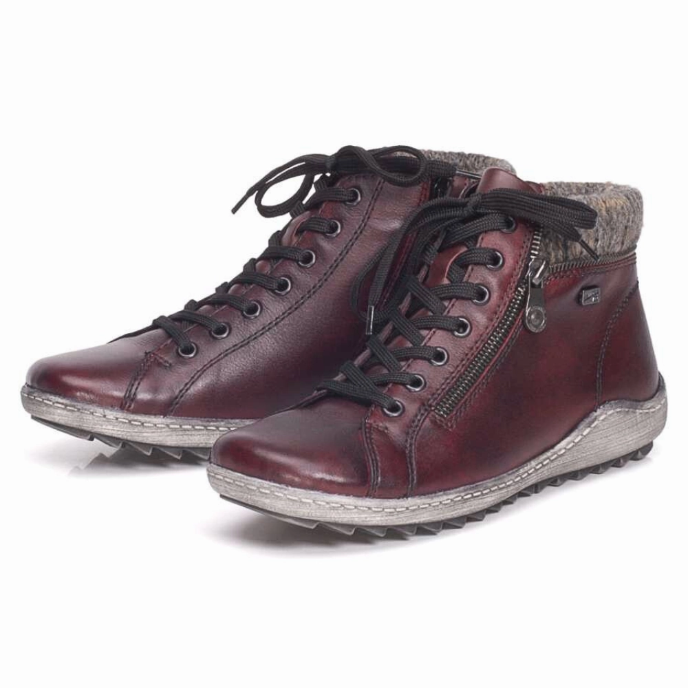 Remonte Liv 73 Burgundy Leather Boot (Women's) Moc Toe Work Boots