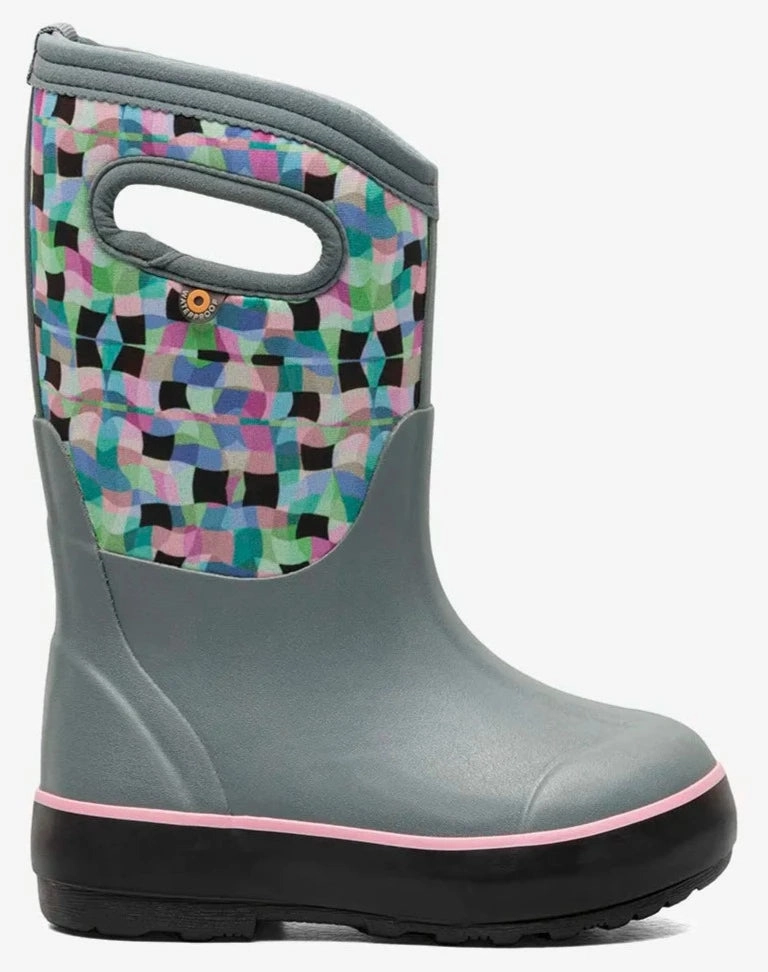 Teal Cowboy Boots Classic II Checkered Geo Misty Gray (Size 8c-5Y)