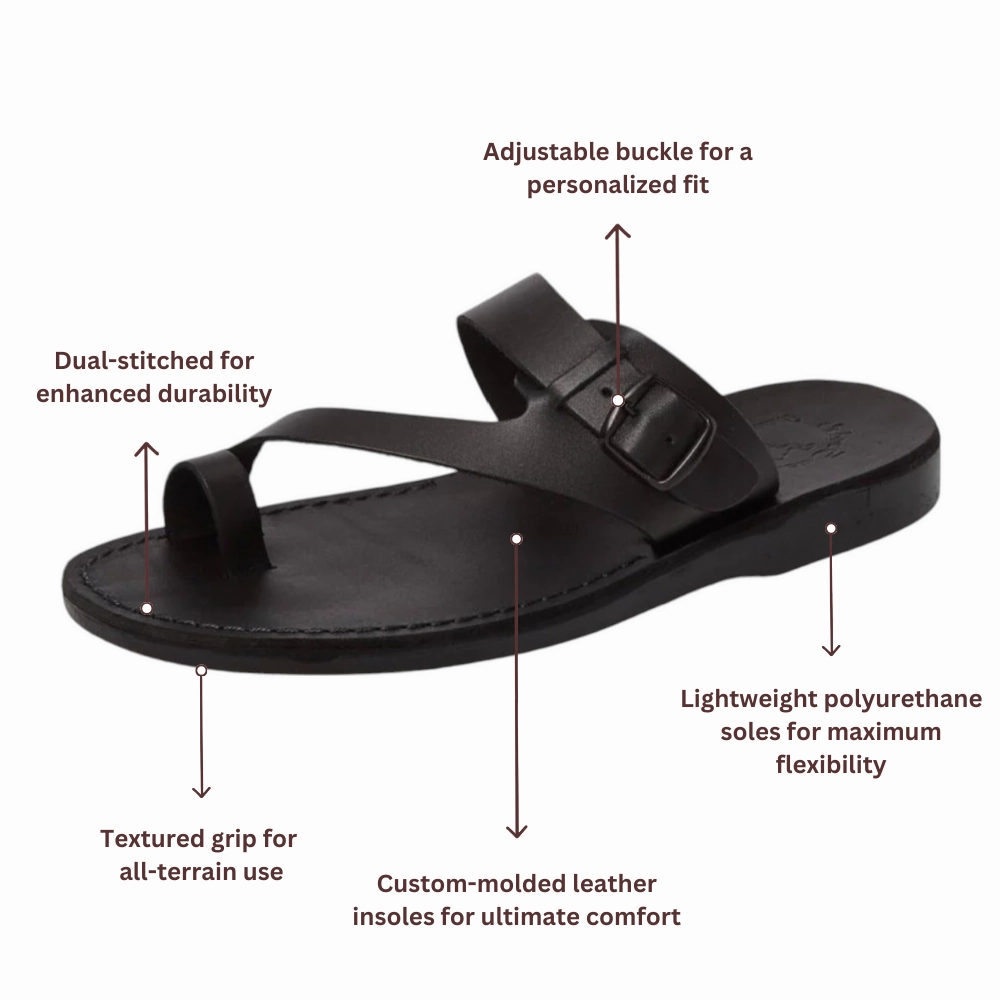 Abner - Leather Metal Buckle Sandal | Black St Lucia Sandals Halcyon