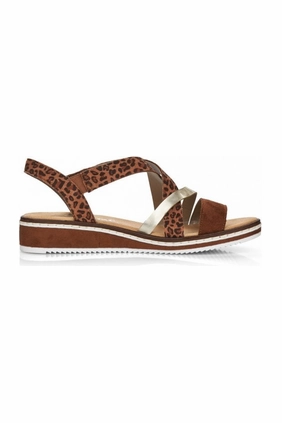 Toe Strap Sandals Rieker sandal V3663 24 noisette/gold