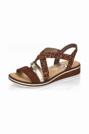 Rieker sandal V3663 24 noisette/gold Sandals With Flowers