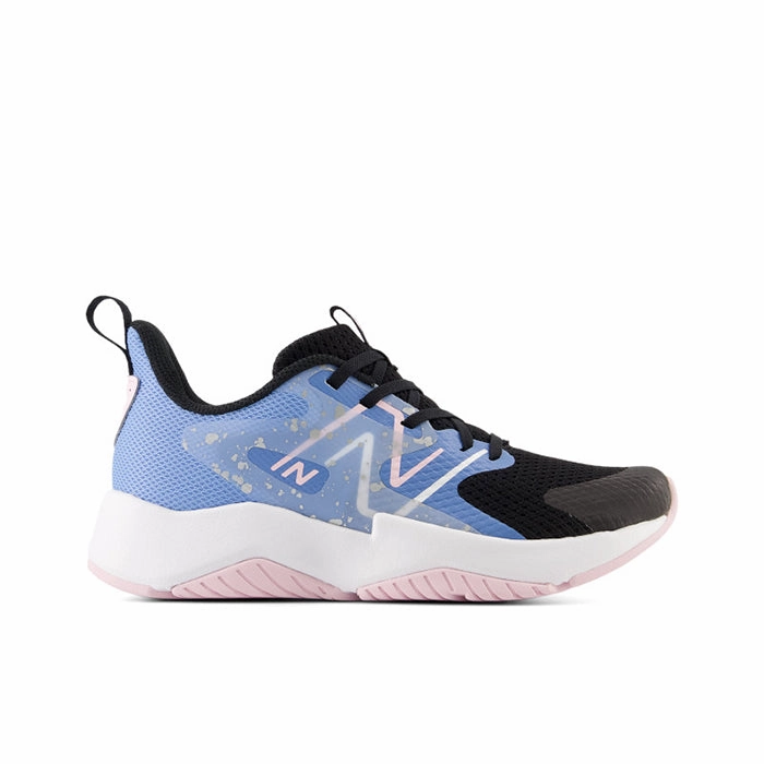 Big Girl New Balance Rave Run v2 Lace in Black/Blue Laguna/Light Raspberry Low Cut Sneakers