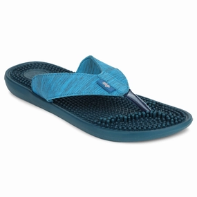 Leather Sole Slippers A-HA Teal Blue Casual Slipper For Men ACUPLUS-3M By Liberty