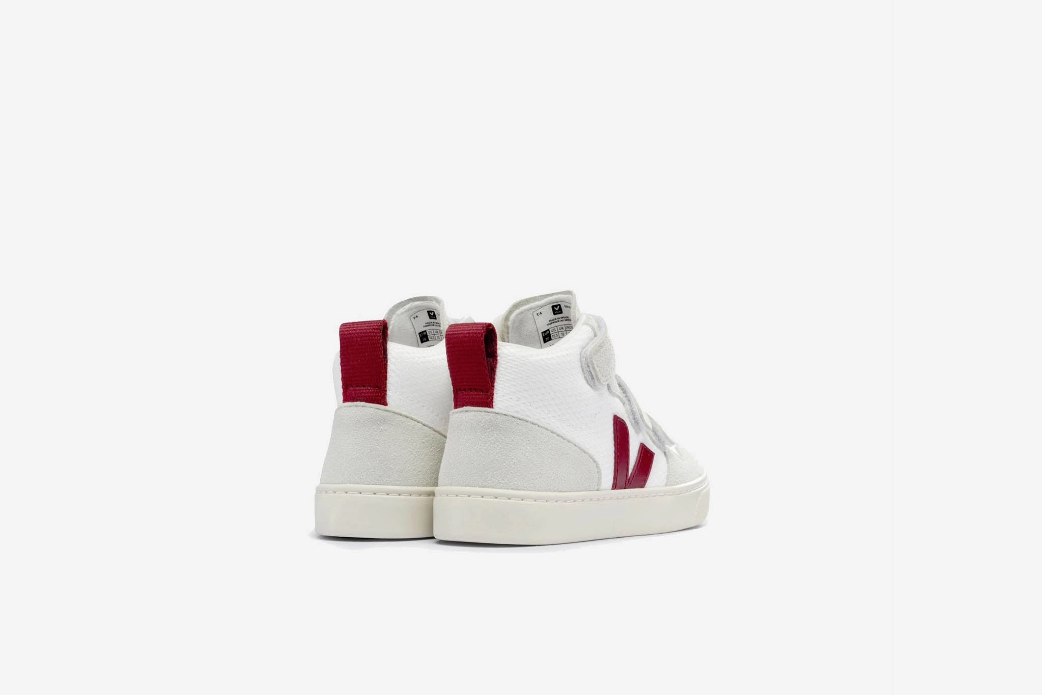 Veja "Small V-10 Mid B-Mesh" K - White / Marsala Sneakers With Dresses
